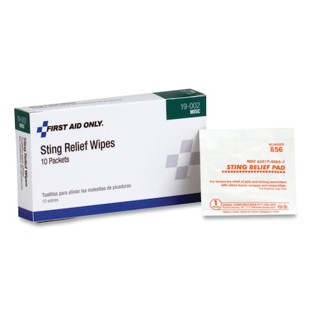 Physicianscare First Aid Sting Relief Pads, PK10 19-002